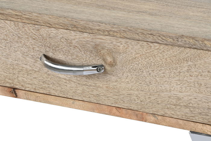 DKD Home Decor Consola Loft Set de 3 Marron Claro Plateado 76 x 110 x 41.5 cm