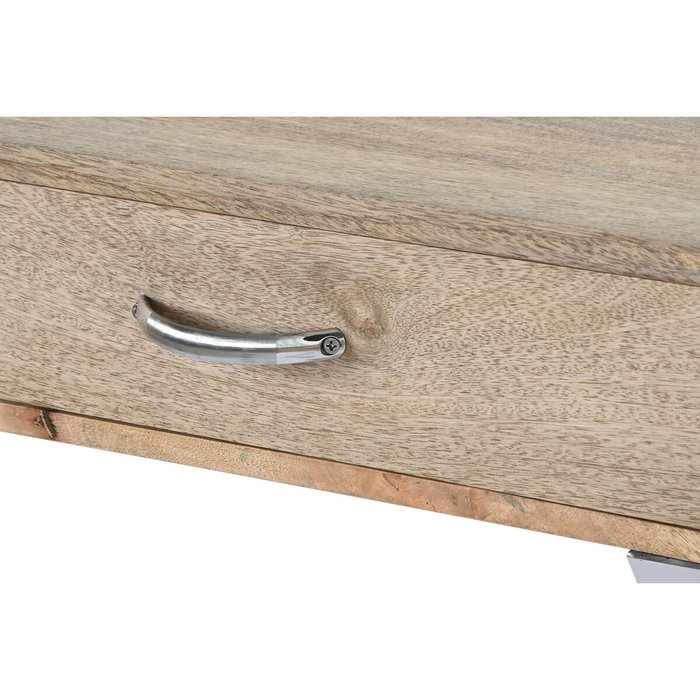 DKD Home Decor Set de Consola y 2 Mesitas Auxiliares Mango y Cromado