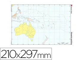 Teide Mapa Mudo Color Oceanía Político DIN A4 210 x 297 mm
