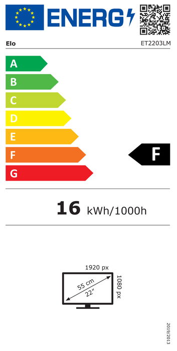 ELO Touch Solutions 2203LM Monitor táctil médico de 21.5 pulgadas Full HD, LCD, 1920 x 1080, 10 puntos táctiles, montaje VESA, IP54, blanco