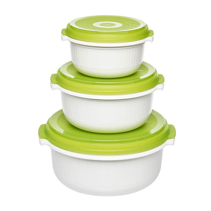 Emsa Pack 3 Recipientes de Almacenamiento de Comida Micro Family 0.5L, 1.0L, 1.5L Blanco, Verde Emsa Pack 3 Recipientes de Almacenamiento de Comida Micro Family 0.5L, 1.0L, 1.5L Blanco, Verde