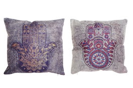 DKD Home Decor Cojin Beige Gris Poliester 10 x 45 x 45 cm (4 Unidades)