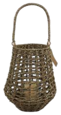 DKD Home Decor Portavelas Seagrass Cristal Natural 25x25x50