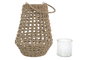 DKD Home Decor Portavelas Seagrass Cristal Natural 25x25x50