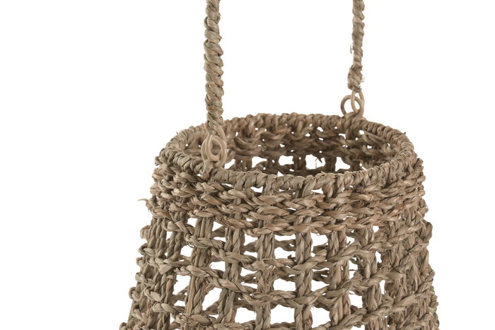 DKD Home Decor Portavelas Seagrass Cristal Natural 25x25x50