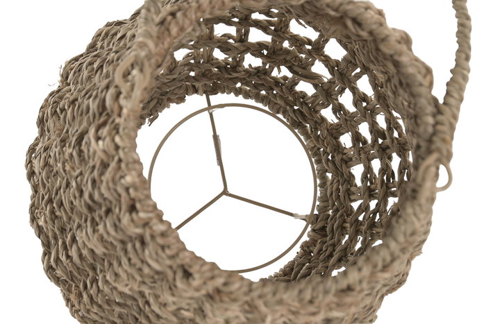 DKD Home Decor Portavelas Seagrass Cristal Natural 25x25x50
