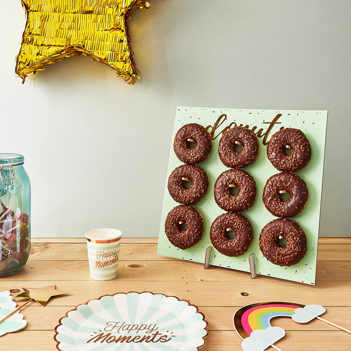 Party Time Mural-Presentador 9 Donuts Ideal para Fiestas y Cumpleaños 34x34 cm