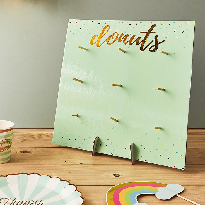 Party Time Mural-Presentador 9 Donuts Ideal para Fiestas y Cumpleaños 34x34 cm