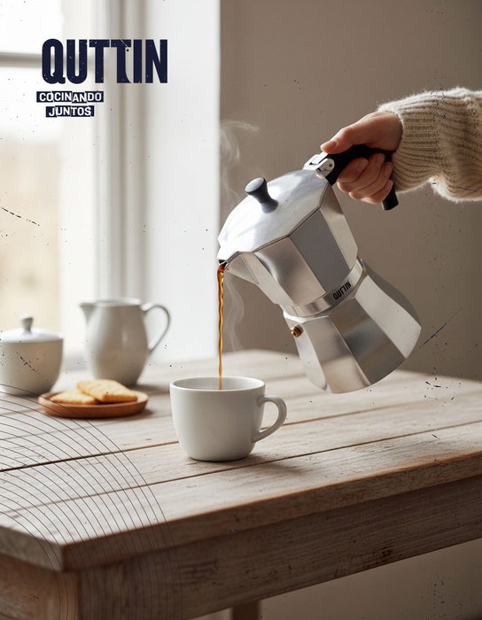 Inde Cafetera de Aluminio para 9 Servicios, Capacidad 450ml, Sistema de Inducción, 18 cm, Color Plata (6 Unidades)