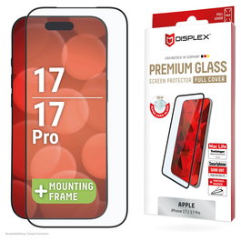Displex Protector de Pantalla DISPLEX Premium Glas Full Cover para Apple iPhone 17 Pro / iPhone 17 - Vidrio Templado 10H Anti-huellas Transparente 0.3mm con Kit de Aplicación