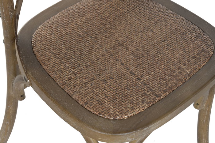 DKD Home Decor Silla Alpino Olmo y Ratan Envejecido 52.5 x 88 x 50 cm (2 Unidades)