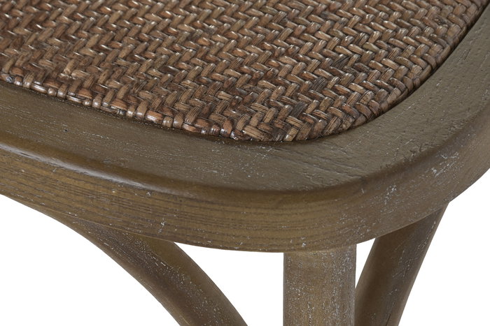 DKD Home Decor Silla Alpino Olmo y Ratan Envejecido 52.5 x 88 x 50 cm (2 Unidades)