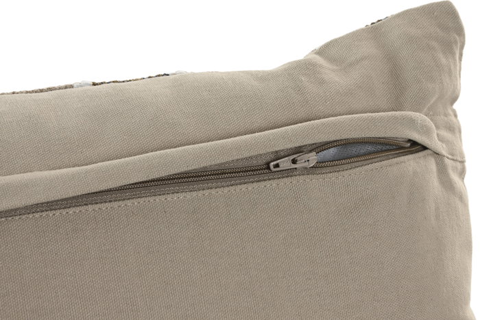 DKD Home Decor Cojin Tradicional India Lino Gris Claro Beige 30 x 50 cm (2 Unidades)