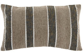 DKD Home Decor Cojin Tradicional India Lino Gris Claro Beige 30 x 50 cm (2 Unidades)