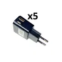 Nortess NTWLL1A1CB Kit de 5 Cargadores de Pared con 1 Puerto USB-A y 1 Puerto USB-C, Color Negro