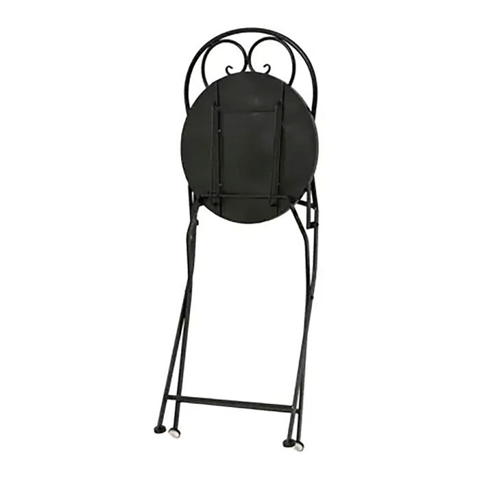 Outdoor Living By Decoris Silla Plegable Atenas para Exterior, Acero Negro con Diseño de Mosaico de Olivas, Carga 120 kg, Ø39 x 52 x 92,5 cm
