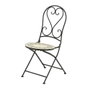 Outdoor Living By Decoris Silla Plegable Atenas para Exterior, Acero Negro con Diseño de Mosaico de Olivas, Carga 120 kg, Ø39 x 52 x 92,5 cm