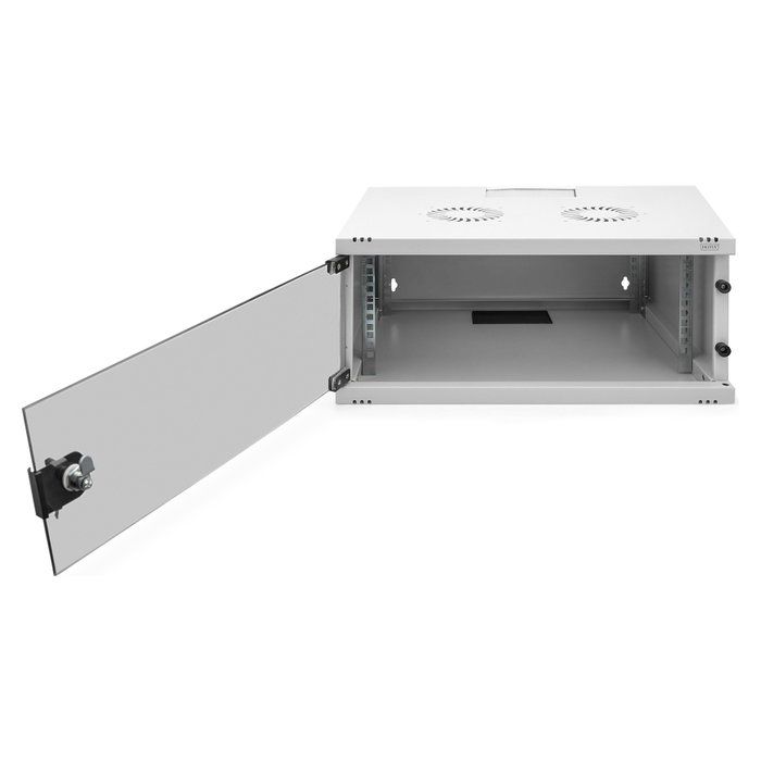 Digitus Gabinete de Pared Rack SOHO 4HE 241x540x400 mm Gris, Estructura Acero, Puerta Frontal de Cristal, Capacidad 60 kg, IP20, Incluye Kit de Montaje