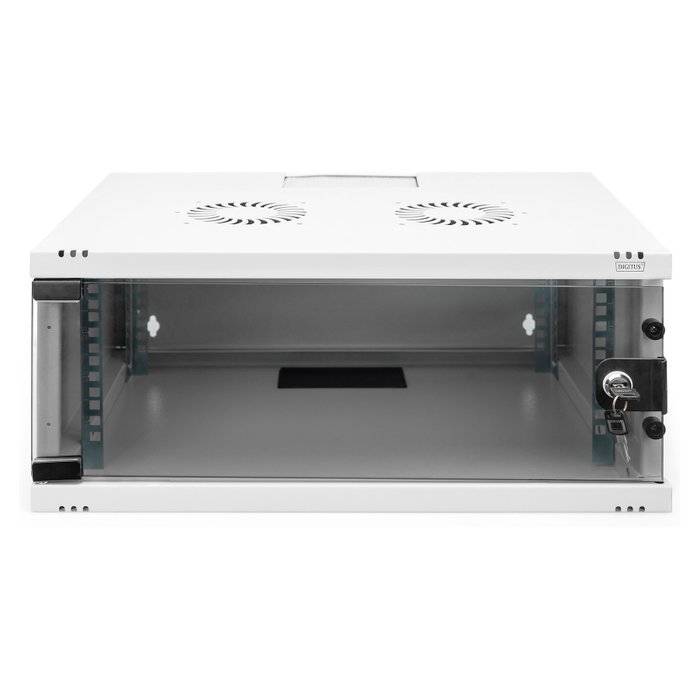 Digitus Gabinete de Pared Rack SOHO 4HE 241x540x400 mm Gris, Estructura Acero, Puerta Frontal de Cristal, Capacidad 60 kg, IP20, Incluye Kit de Montaje