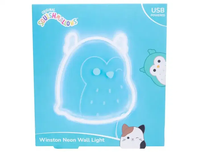 Wondee Squishmallow Winston Lampara Neon Azul 21.5 x 19.5 cm