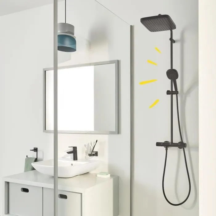 Grohe 266962431 Columna de ducha termostática Vitalio Comfort 250, Ahorro de agua, Negro mate Grohe 266962431 Columna de ducha termostática Vitalio Comfort 250, Ahorro de agua, Negro mate