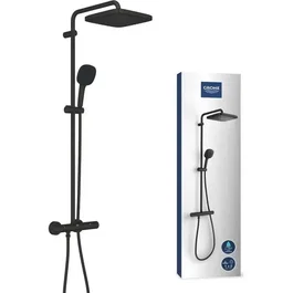 Grohe 266962431 Columna de ducha termostática Vitalio Comfort 250, Ahorro de agua, Negro mate