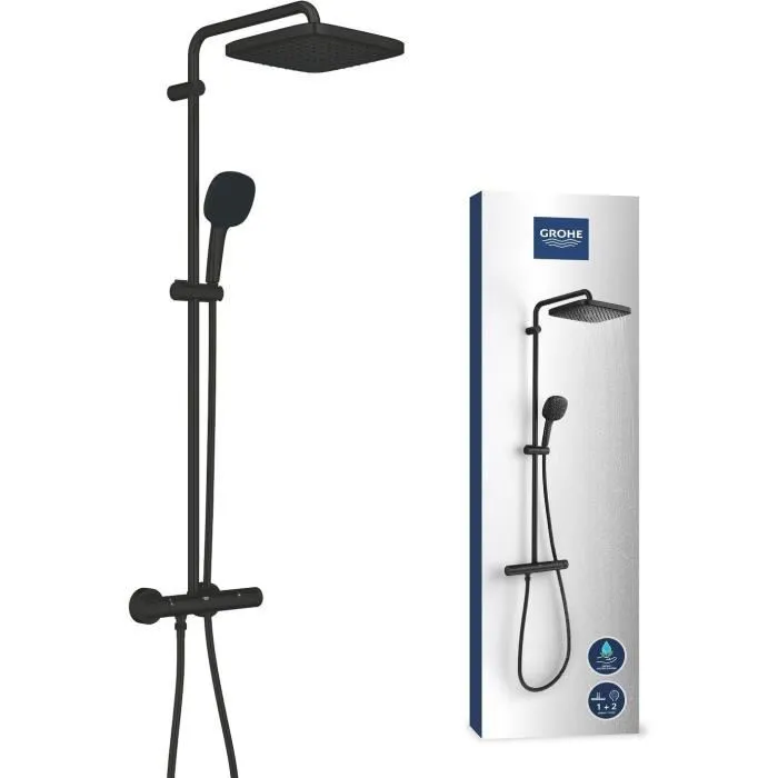Grohe 266962431 Columna de ducha termostática Vitalio Comfort 250, Ahorro de agua, Negro mate Grohe 266962431 Columna de ducha termostática Vitalio Comfort 250, Ahorro de agua, Negro mate