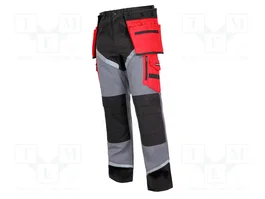 LAHTI PRO Pantalones de Trabajo XL Negro-Gris y Rojo