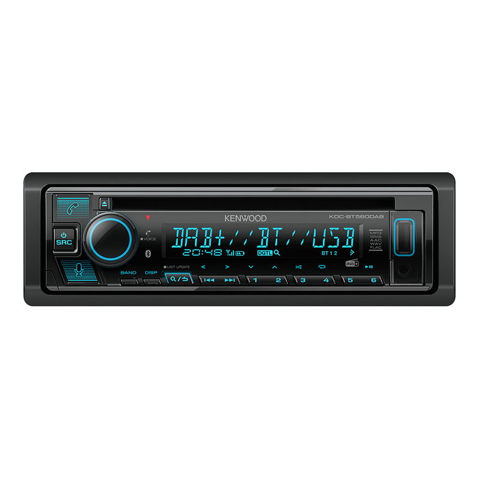 Kenwood KDC-BT560DAB Reproductor de CD 1 DIN con Bluetooth 4.2, DAB+, USB, AUX para iPhone, 50W x 4, Negro, Incluye Antena y Micrófono Kenwood KDC-BT560DAB Reproductor de CD 1 DIN con Bluetooth 4.2, DAB+, USB, AUX para iPhone, 50W x 4, Negro, Incluye Antena y Micrófono