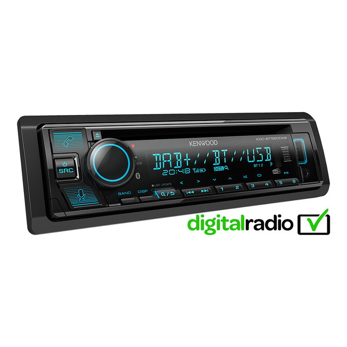 Kenwood KDC-BT560DAB Reproductor de CD 1 DIN con Bluetooth 4.2, DAB+, USB, AUX para iPhone, 50W x 4, Negro, Incluye Antena y Micrófono Kenwood KDC-BT560DAB Reproductor de CD 1 DIN con Bluetooth 4.2, DAB+, USB, AUX para iPhone, 50W x 4, Negro, Incluye Antena y Micrófono