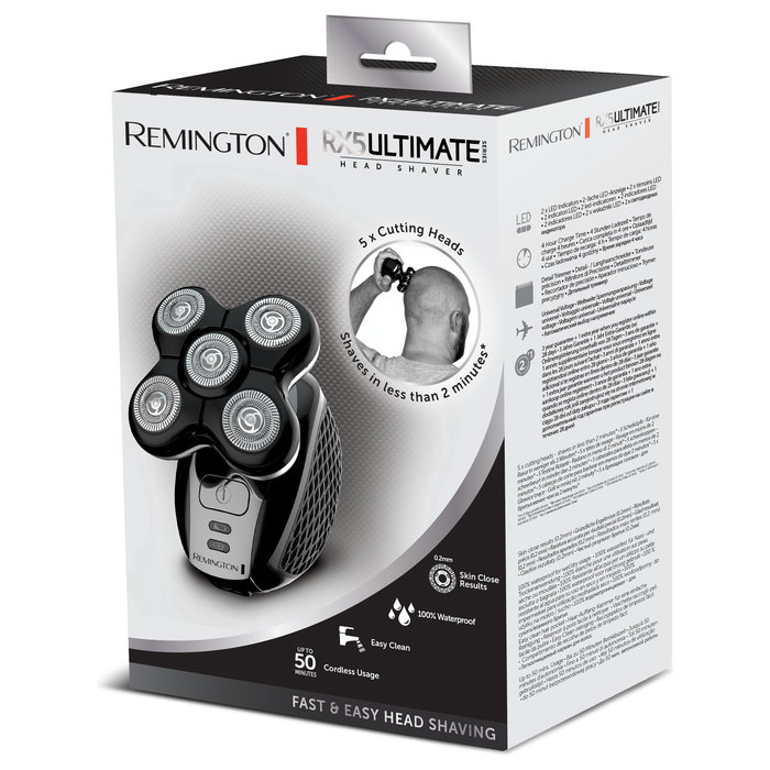 Remington Ultimate Series RX5 XR1500 Afeitadora de Cabeza con 5 Cabezales, Negro/Cromado