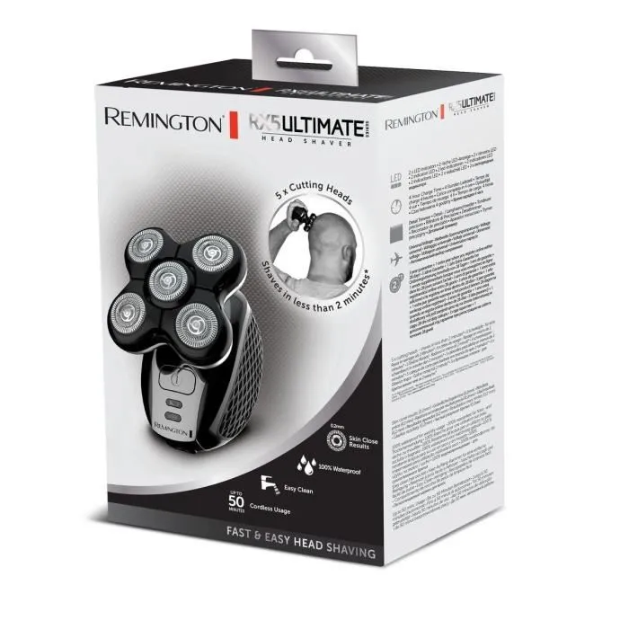 Remington Ultimate Series RX5 XR1500 Afeitadora de Cabeza con 5 Cabezales, Negro/Cromado