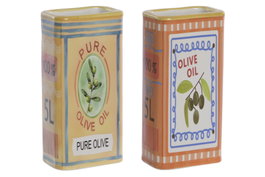 DKD Home Decor Surtido de 2 Jarrones de Gres Olivo Pure Oil Amarillo y Naranja