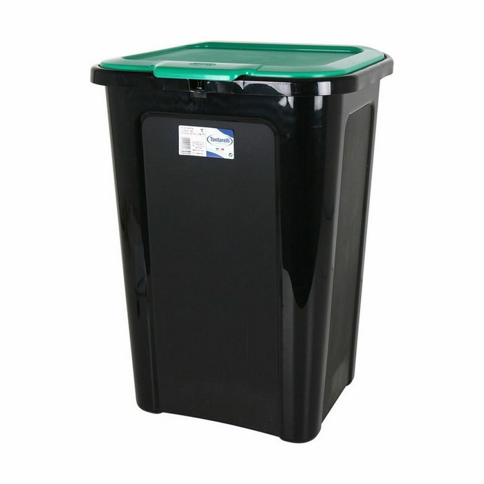Cubo para la Basura Tontarelli Coverline Verde 44 L Negro 38,5 x 34,5 x 54,5 cm (6 Unidades)