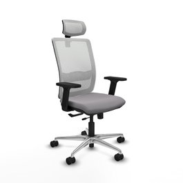 PIQUERAS Y CRESPO Silla de oficina Haches con mecanismo Sincro/Traslack, Gris y Blanco