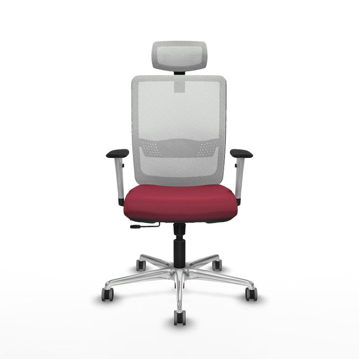 PIQUERAS Y CRESPO Silla de oficina Haches con mecanismo Sincro/Traslack, Granate y Blanco