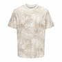 Camiseta de Manga Corta Hombre Only & Sons Onskash Reg Leaf Aop Beige