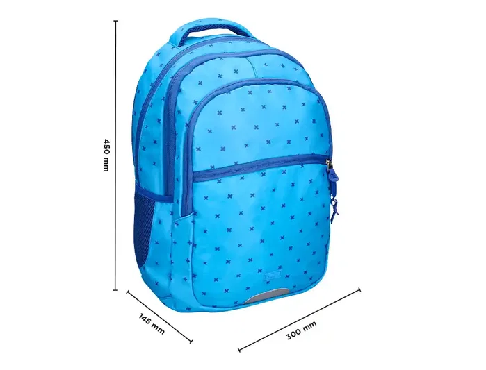 Liderpapel Mochila escolar multibolsillo para portátil azul cruces