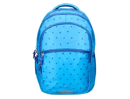 Liderpapel Mochila escolar multibolsillo para portátil azul cruces