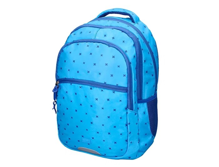 Liderpapel Mochila escolar multibolsillo para portátil azul cruces