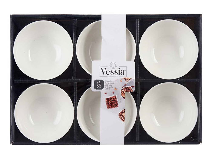 Vessia Set 6 Cuencos Porcelana Blanca para Aperitivo 10.7 cm (Set de 8)
