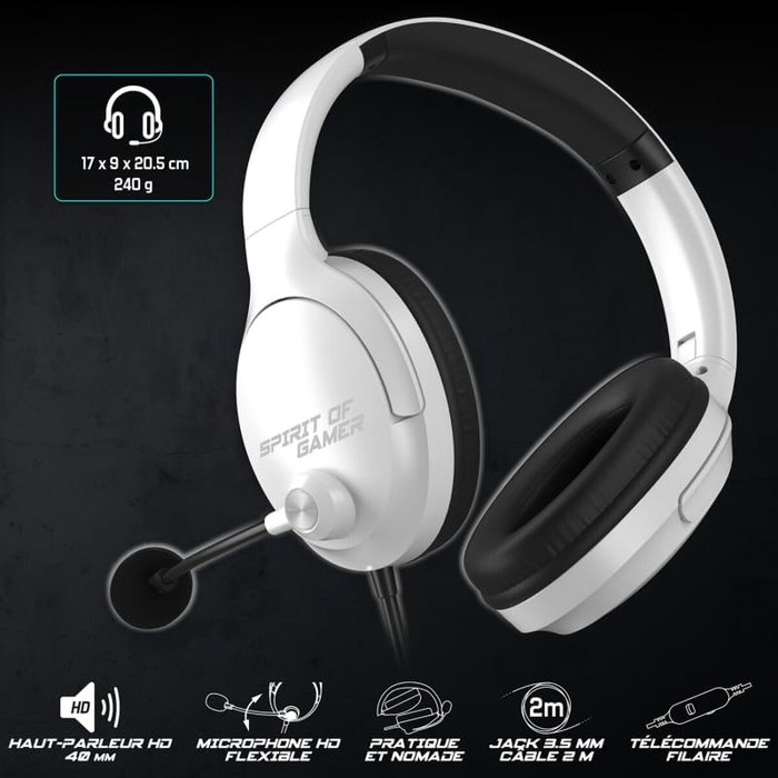 Spirit of Gamer Auricular Pro H4 Blanco - Auriculares para Gaming