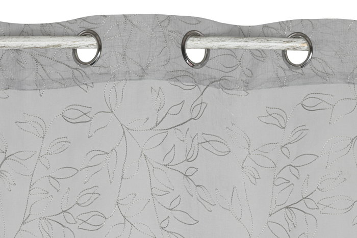 DKD Home Decor Cortina de Poliéster Gris Claro con 8 Anillas 140x260 cm
