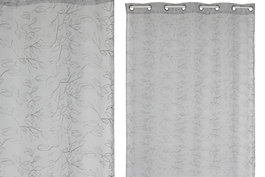 DKD Home Decor Cortina de Poliéster Gris Claro con 8 Anillas 140x260 cm