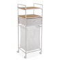 Versa Carro con Cesta y Balda Blanco - 32.5x105.5x39 cm, Bambú, Metal, Textil
