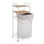 Versa Carro con Cesta y Balda Blanco - 32.5x105.5x39 cm, Bambú, Metal, Textil