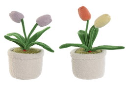 DKD Home Decor Sujetapuertas Tulipane de Poliéster, Pack de 2