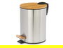 Berilo Papelera Acero 5L con Tapa de Bambú 20 x 26 x 25 cm (Set de 4)
