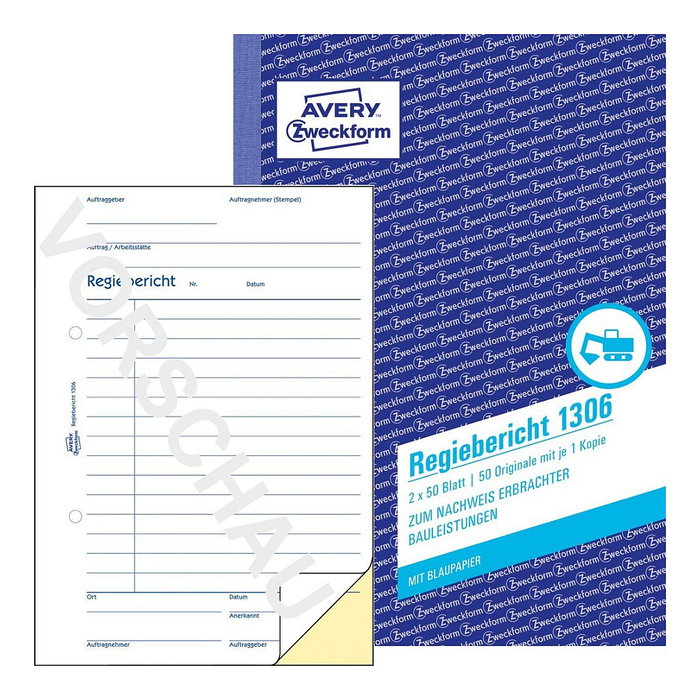 AVERY Zweckform Regiebericht Formularbuch 1306 AVERY Zweckform Regiebericht Formularbuch 1306
