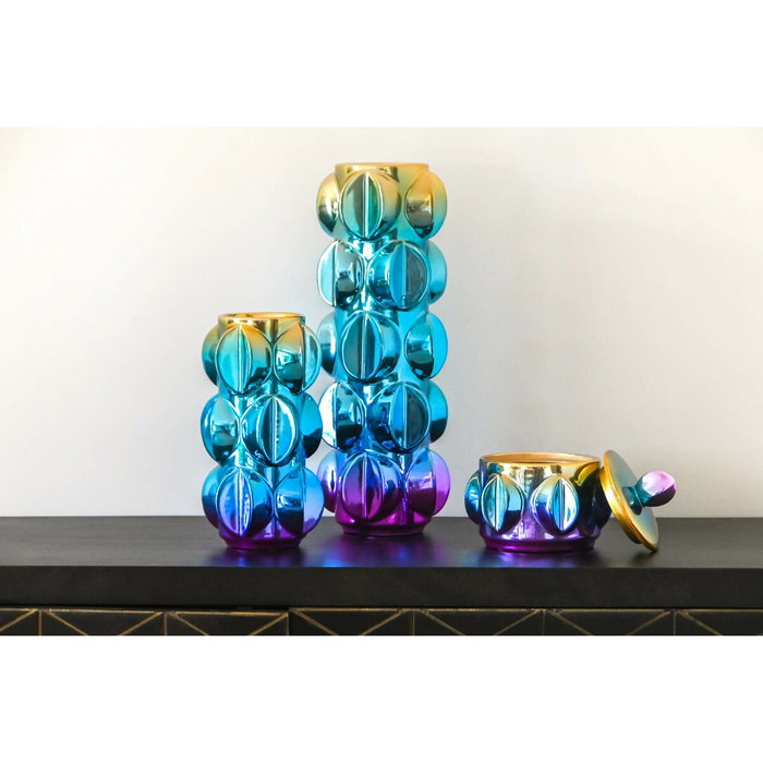 DKD Home Decor Tibor de Gres Iridiscente Multicolor Fluorito